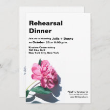 Modern Peony Flower Rehearsal Dinner Invitation