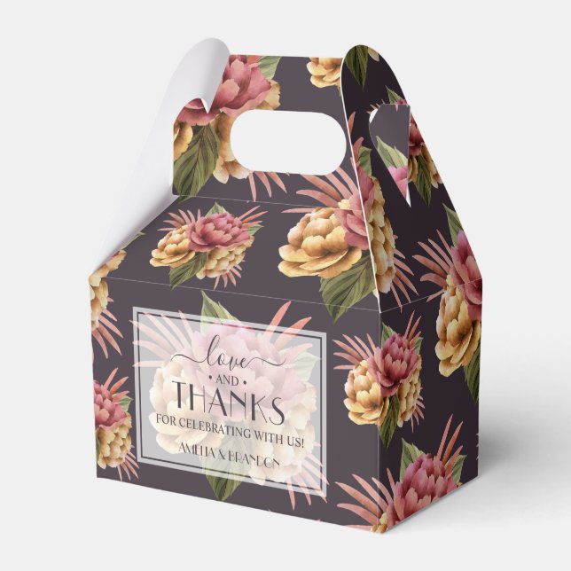 Modern Peony Flowers Favor Box (Front Side)