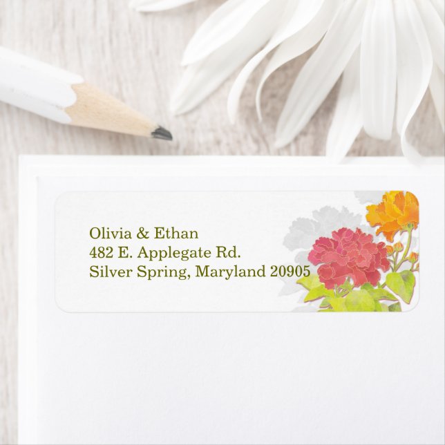 Modern Peony Wedding Return Address (Insitu)