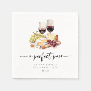 Modern Perfect Pair Watercolor Wine & Cheese  Napkin