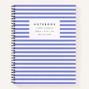 Modern Periwinkle Blue Striped Notebook