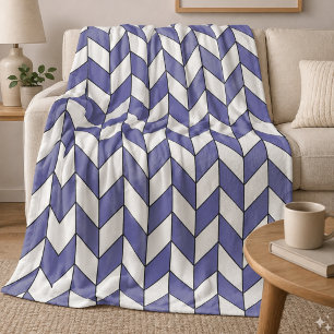 Modern Periwinkle Herringbone Chevron Pattern Fleece Blanket