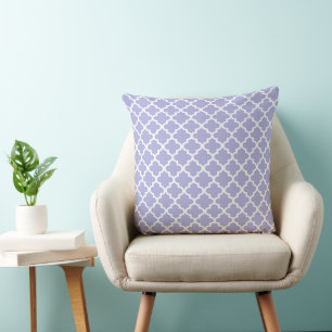Modern Periwinkle Moroccan Quatrefoil Pattern Throw Pillow