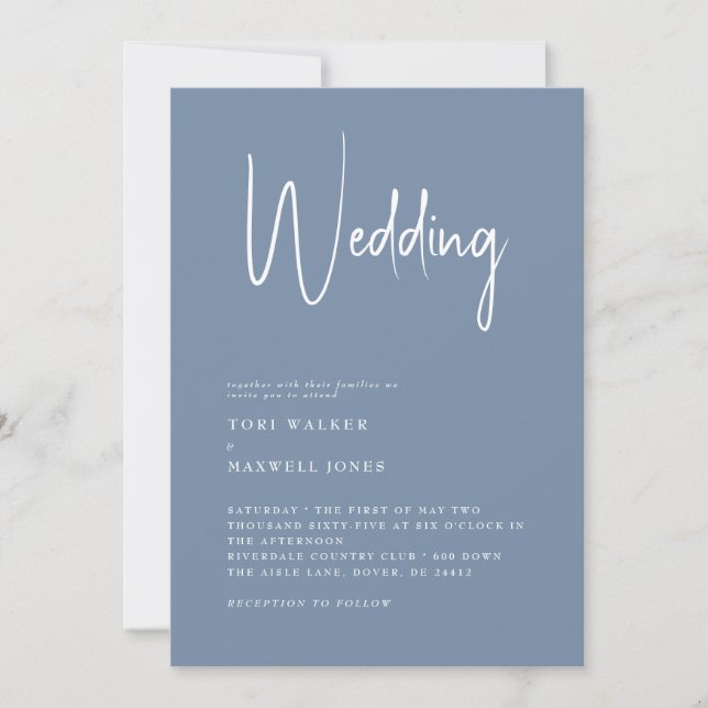 Modern Periwinkle No Parents Wedding Invitation (Front)