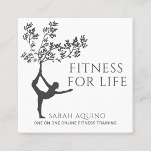 Modern Personal Fitness Trainer Coach Square Busin Business Card