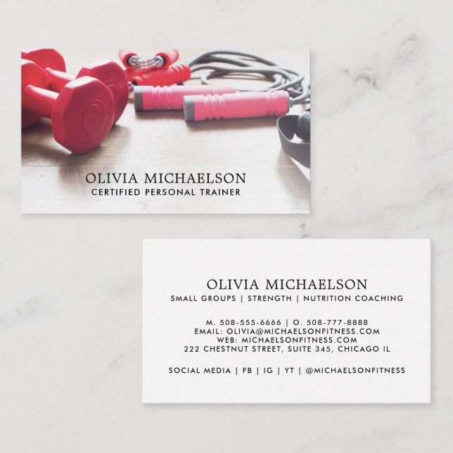 Modern Personal Fitness Trainer Fitness Equipment Business Card (Front/Back)