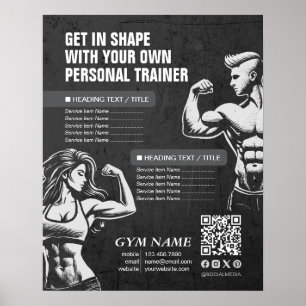 Modern Personal Fitness Trainer Menus Price Lists Poster