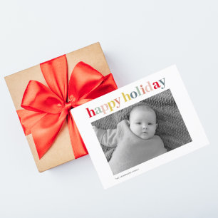 Modern Personal Photo Colourful Happy Holiday Postcard