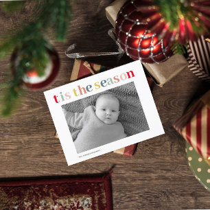 Modern Personal Photo   Colourful Tis The Season Postcard