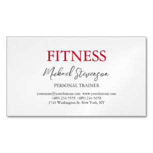 Modern Personal Trainer Fitness Minimalist Plain Magnetic Business Card
