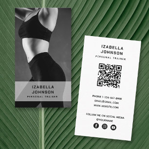 Modern Personal Trainer Fitness QR Code Business Card