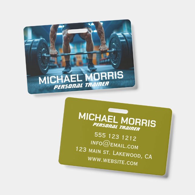 Modern Personal Trainer Gym Coach Badge (Front & Back)