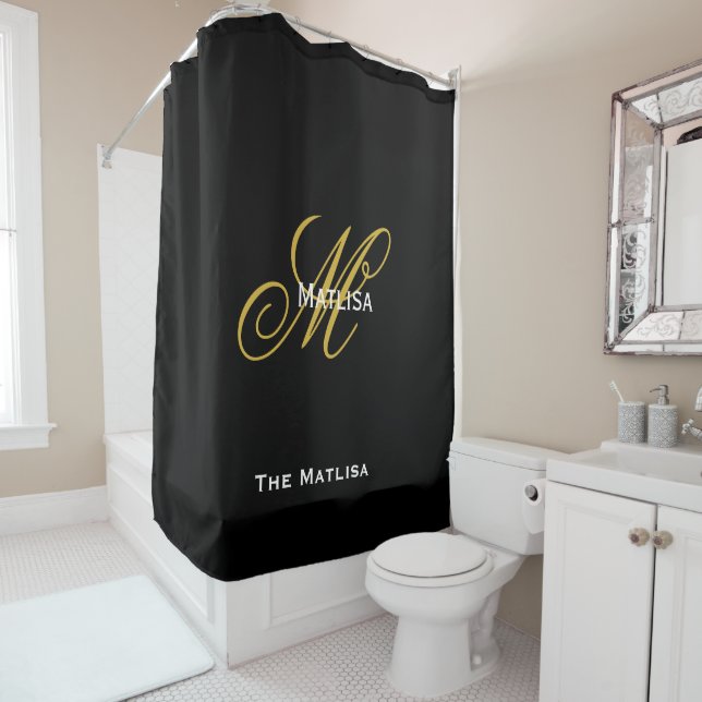 Modern Personalised Black & Gold Monogram Script  (In Situ)