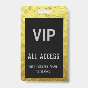 Modern Personalised Gold Black VIP Access Badge