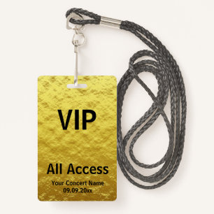 Modern Personalised Gold Black VIP All Access Badge