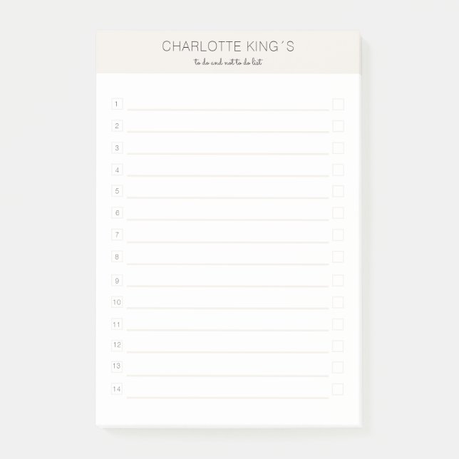 Modern personalizable Beige White Post-it Notes (Front)