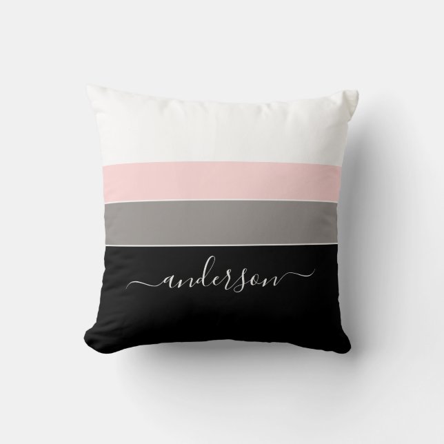 Modern Personalize Colour Block Throw Pillow (Front)
