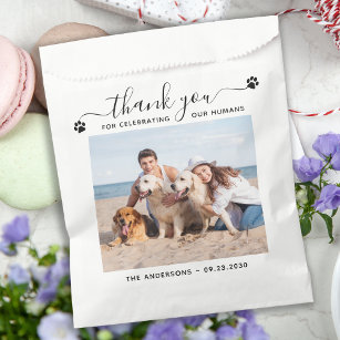 Modern Personalize Photo Thank You Pet Dog Wedding Favour Bag