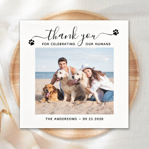 Modern Personalize Photo Thank You Pet Dog Wedding Napkin