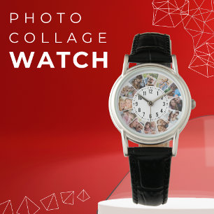 Modern Personalized 12 Photo Collage Watch