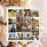 Modern Personalized 13 Photo Collage Ceramic Ornament<br><div class="desc">Create your own personalized photo collage ornament featuring 13 of your pictures in a square grid pattern.</div>