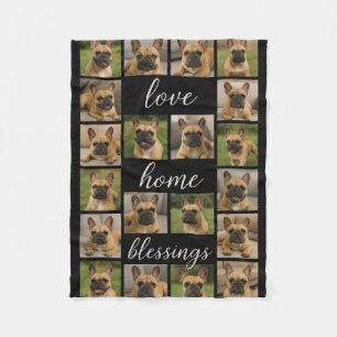 Modern Personalized 16 Photo Collage Custom Color Fleece Blanket