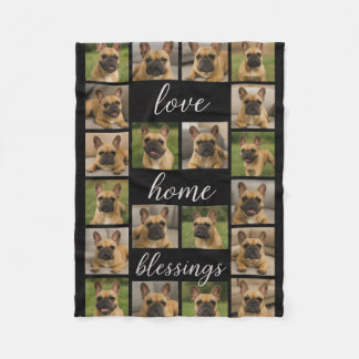 Modern Personalized 16 Photo Collage Custom Colour Fleece Blanket
