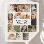 Modern Personalized 16 Photo Collage Custom Colour Sherpa Blanket<br><div class="desc">The Modern Personalized 16 Photo Collage Custom Colour Fleece Blanket offers a unique way to celebrate memories. Featuring 16 of your favourite photos arranged in a stylish collage, this blanket adds a personal touch to your home decor. You can customize the background colour to match your style, making it a...</div>