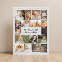 Modern Personalized 16 Photo Collage Grey