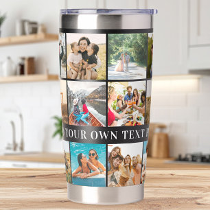 Modern Personalized 18 Photo Collage Insulated Tumbler