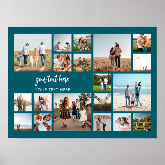 Modern Personalized 19 Photo Collage Poster (Front)