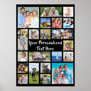 Modern Personalized 21 Photo Collage Custom Colour Poster
