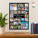 Modern Personalized 21 Photo Collage Custom Colour Poster<br><div class="desc">Create a modern, unique, photo collage poster print utilizing this easy-to-upload template featuring 21 square and rectangle picture formats to accommodate a variety of types of photos and personalized with your custom text. The editable text is shown in a suggested and changeable hand lettered brush calligraphy typography in white against...</div>