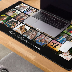 Modern Personalized 21-Photo Collage Desk Mat