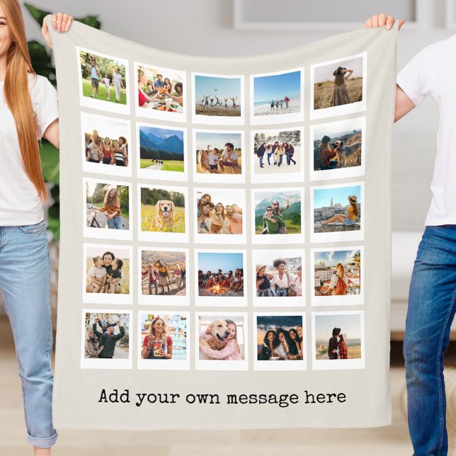 Modern Personalized 25 Photo Collage Fleece Blanket (Creator Uploaded)