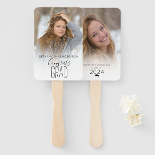 Modern Personalized 2 Photo Graduation Hand Fan