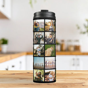 Modern Personalized 30 Photo Collage Thermal Tumbler