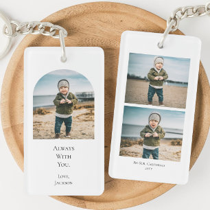 Modern Personalized 3 Photo Collage Mom Keepsake Keychain