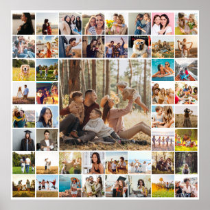 Modern Personalized 49 Photo Collage Poster