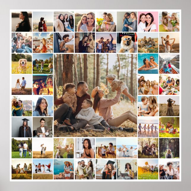 Modern Personalized 49 Photo Collage Poster (Front)