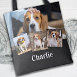 Modern Personalized 4 Pet Photo Name Dog Lover Tote Bag<br><div class="desc">Celebrate your best friend with a custom dog photo collage tote bag . This unique pet photo tote bag is the perfect gift for yourself, family or friends. Customize with four of your favourite dog's photos. Personalize with name. See 'personalize this template' to change photos. COPYRIGHT © 2020 Judy Burrows,...</div>