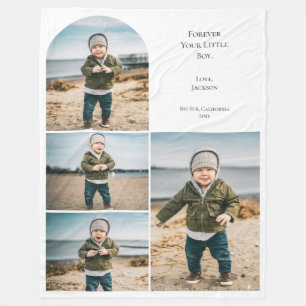 Modern Personalized 4 Photo Collage Mom Keepsake Fleece Blanket