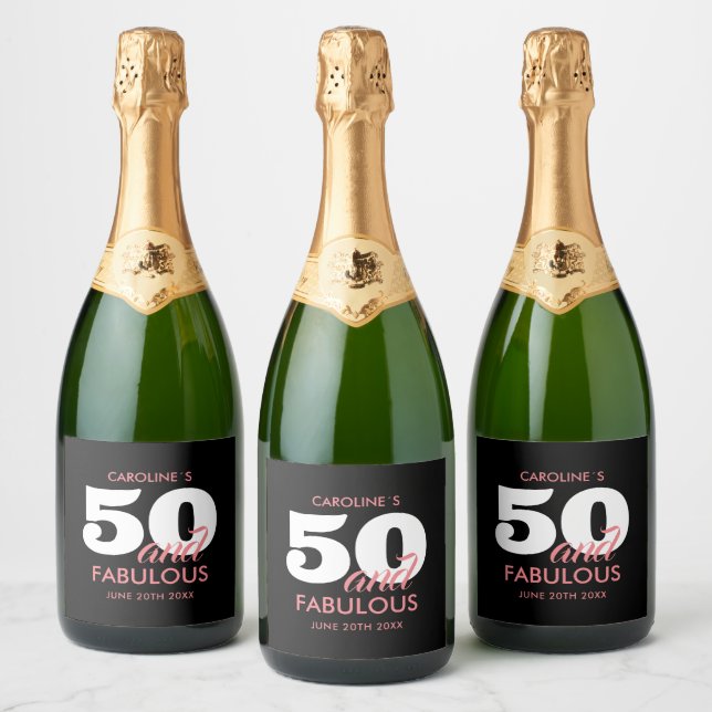 Modern Personalized 50th Birthday  Sparkling Wine Label (Bottles)