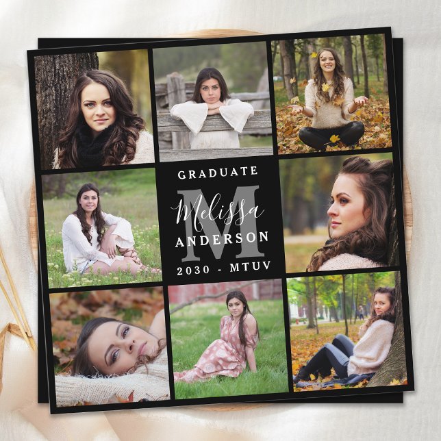 Modern Personalized 8 Photo Collage Graduation Invitation (Creator Uploaded)