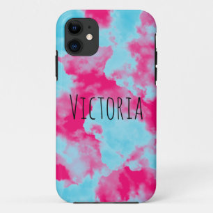 Modern Personalized Abstract Sky Pink and Blue iPhone 11 Case