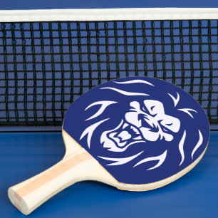 Modern Personalized Angry Lion Roaring Face Blue  Ping Pong Paddle