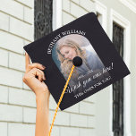 Modern Personalized Arch Photo Memorial Graduation Cap Topper<br><div class="desc">Funeral 'wish you was here!' cap topper, the perfect tribute to your love one. Featuring a photo in the shape of an arch, their name, birth/death dates. Would make a great tribute at your graduation. The font styles, size and colour can be changed by clicking on the customize further link...</div>