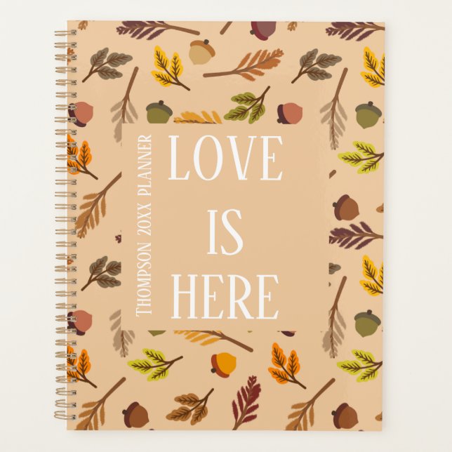 Modern personalized autumn pattern brown chic planner (Front)