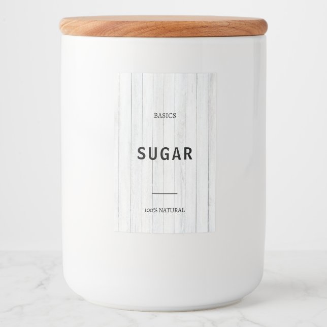 Modern Personalized Basics Sugar Black Fonts Food Label (Front)