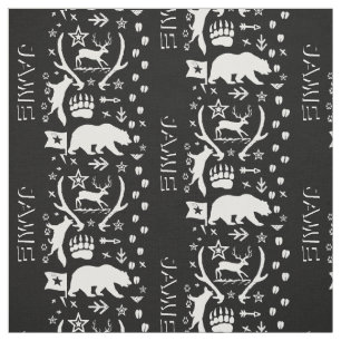 Modern Personalized Bear Fox Deer Boys Room Fabric